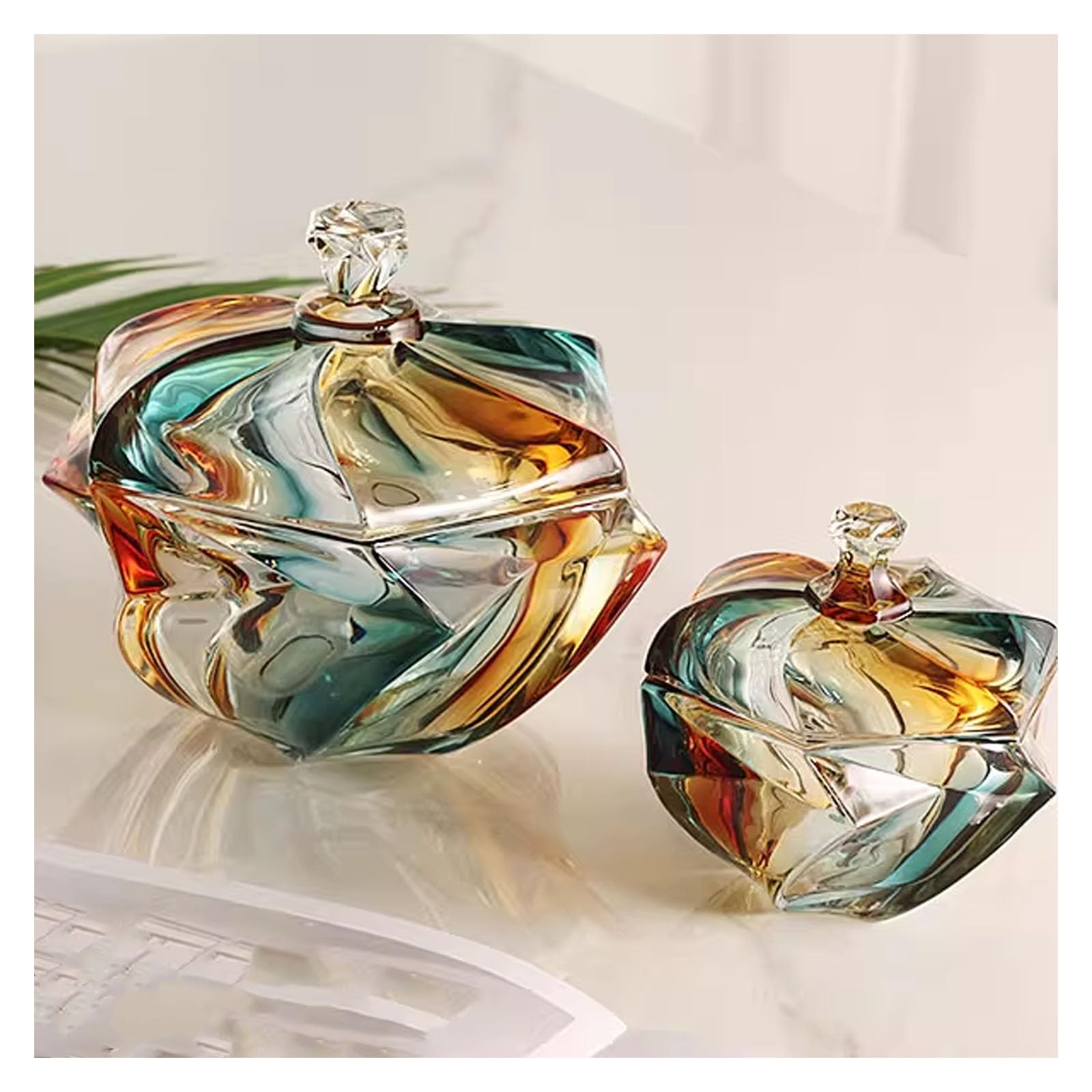 Tarro de cristal para caramelos con tapa, recipiente de almacenamiento transparente para dulces, caja de joyería hecha a mano, tarro decorativo para el hogar y eventos