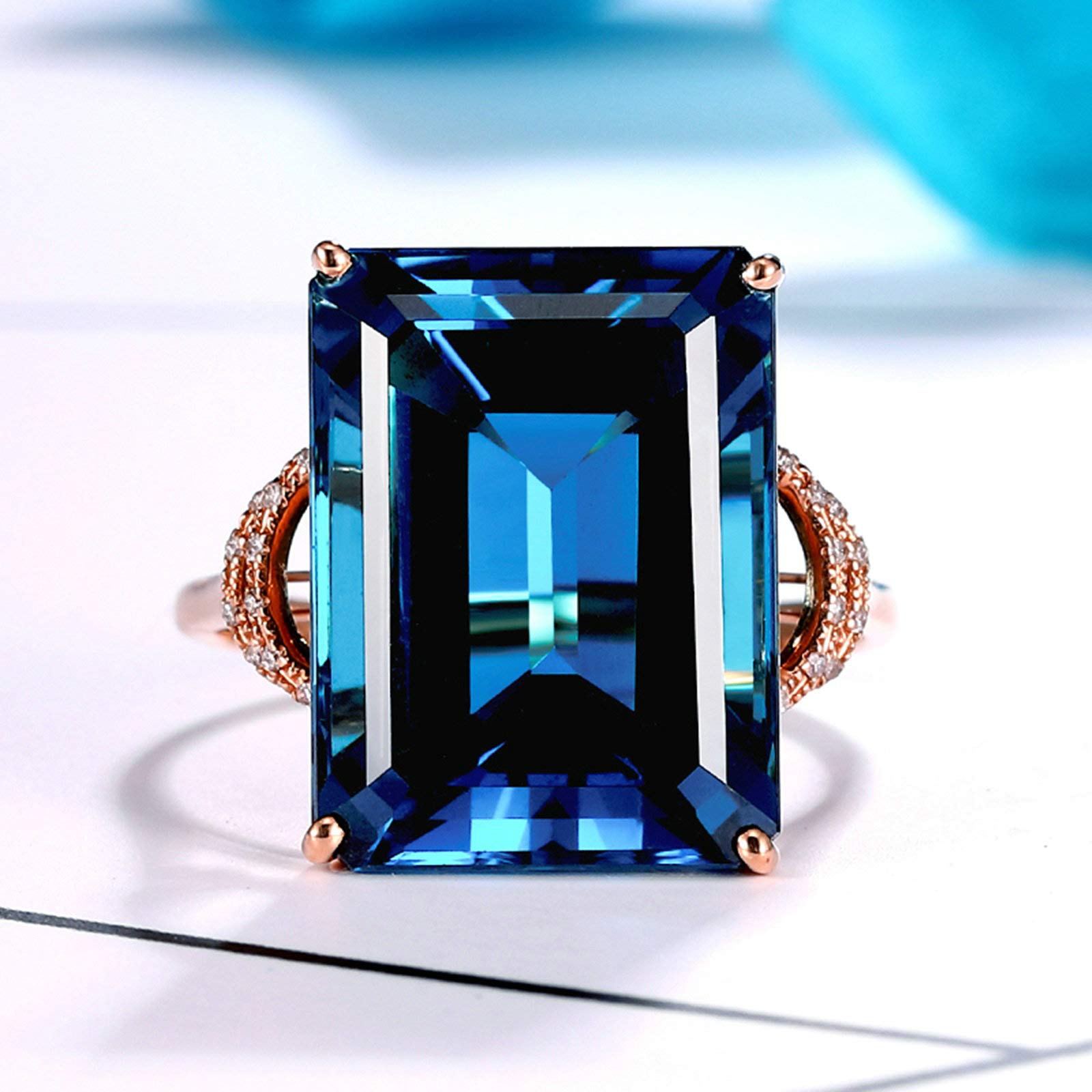 Beydodo Obrączki ślubne z różowego złota 750 prostokątne akwamaryny 3,53 ct pierścionek ślubny pierścionek diament e 18 karatów (750) czerwone złoto, 54 (17,2), colore: różowy (Rosegold), cod. TLLWGZ5663