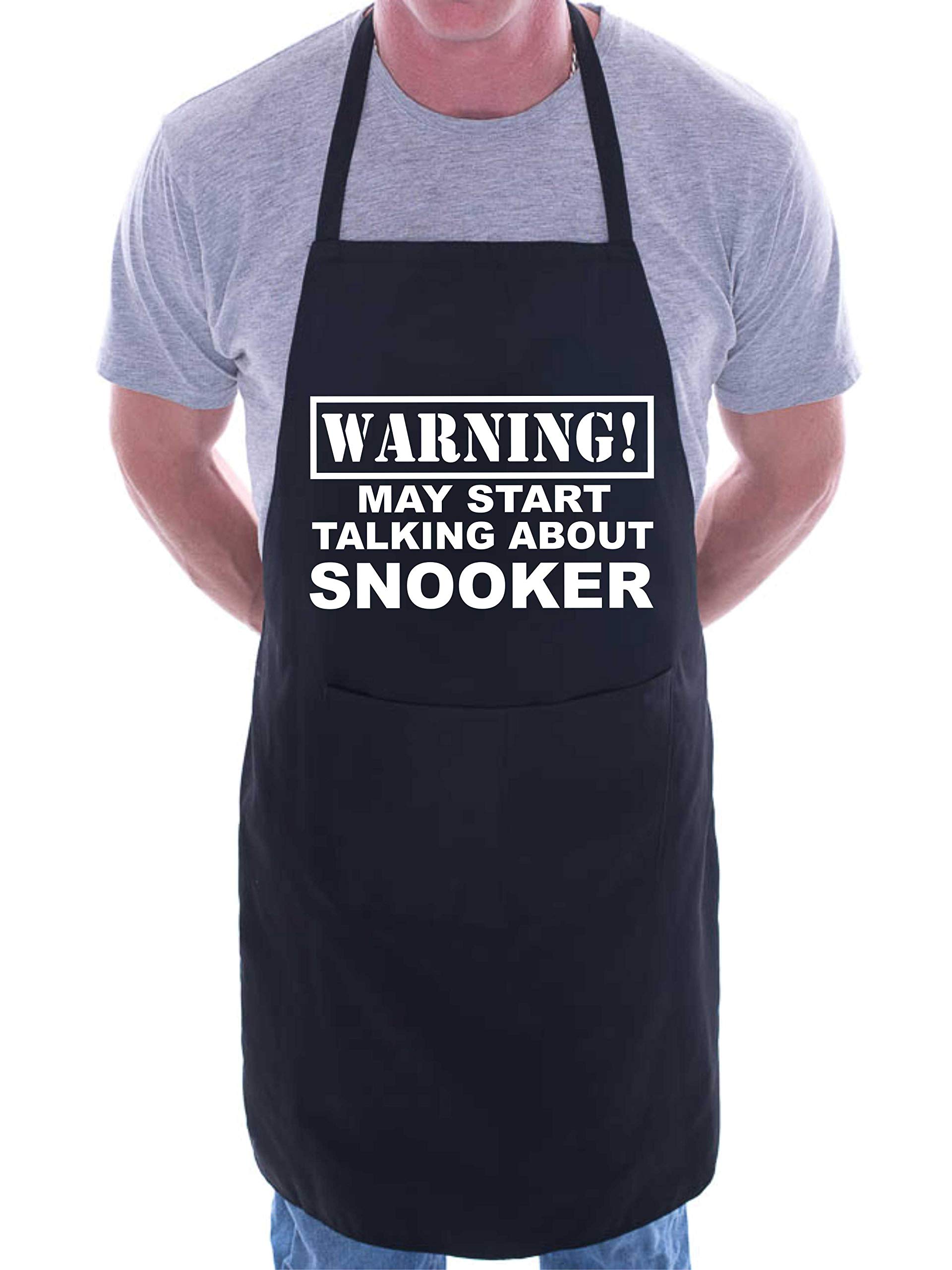 Print4U Warning May Talk About Snooker Funny BBQ Novelty Cooking Apron Black