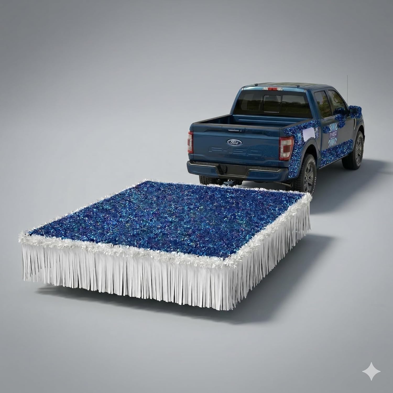 Anderson's Dark Blue Vinyl Floral Sheeting, 30Ft. Parade Float Decoration for Trailers, Parties, Weddings, Proms, Photo Backdrops & Events – Durable Fringe Garland for Indoor/Outdoor Use