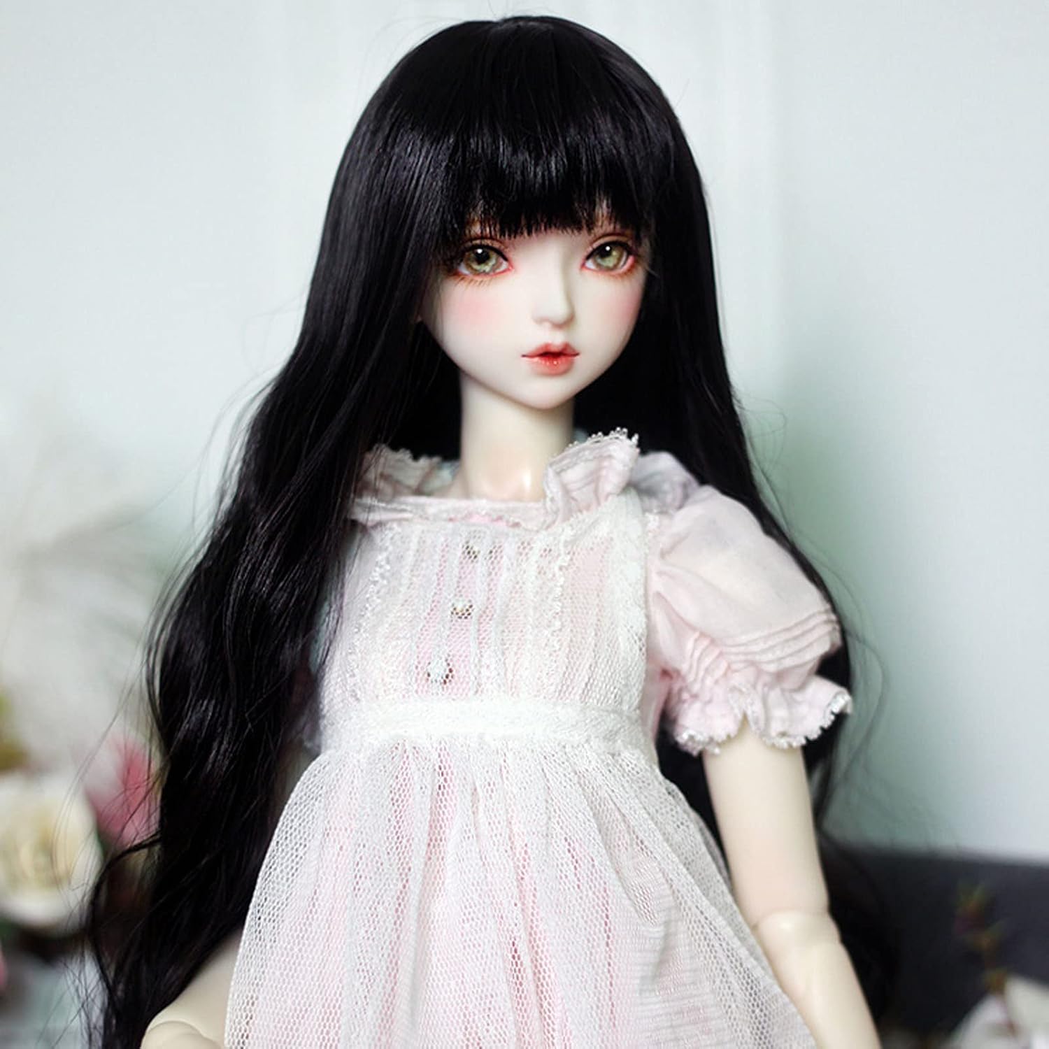 Fayelume Doll Wig, 1/3 Doll Hair, Ball Jointed Doll Wigs, BJD Dolls Hair, Crafts Curly Hair Doll, Replacement Accessories Black 8‑9in