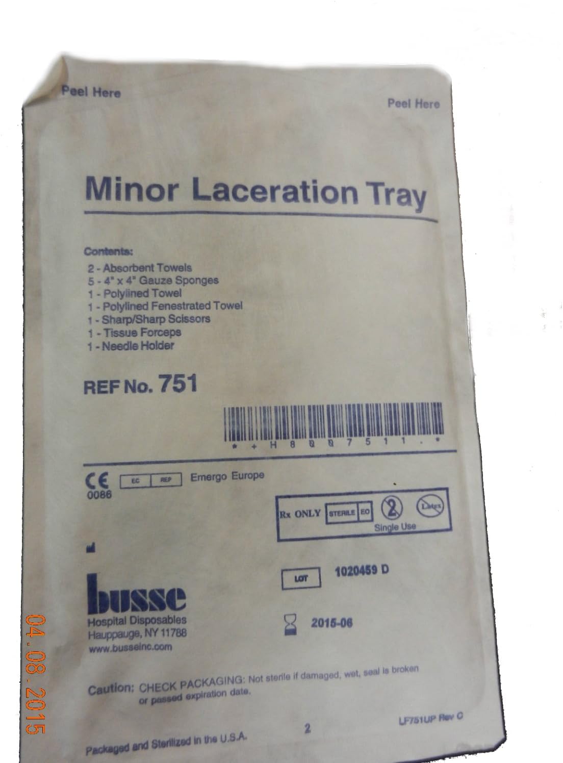 Busse 751 - Minor Laceration Tray w/Instruments, 20tr/cs : Industrial & Scientific