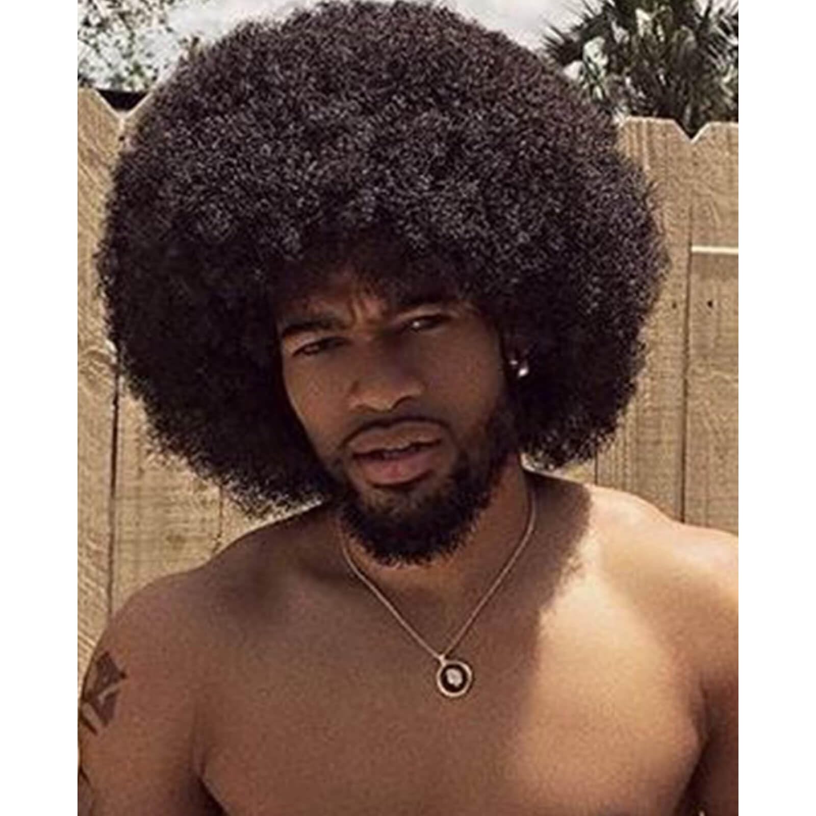 QUEENTAS Afro Hair Wig for Men Full Head 70s Disco Black Fluffy afro Hair Party Wig Synthetic for Cosplay Diwali