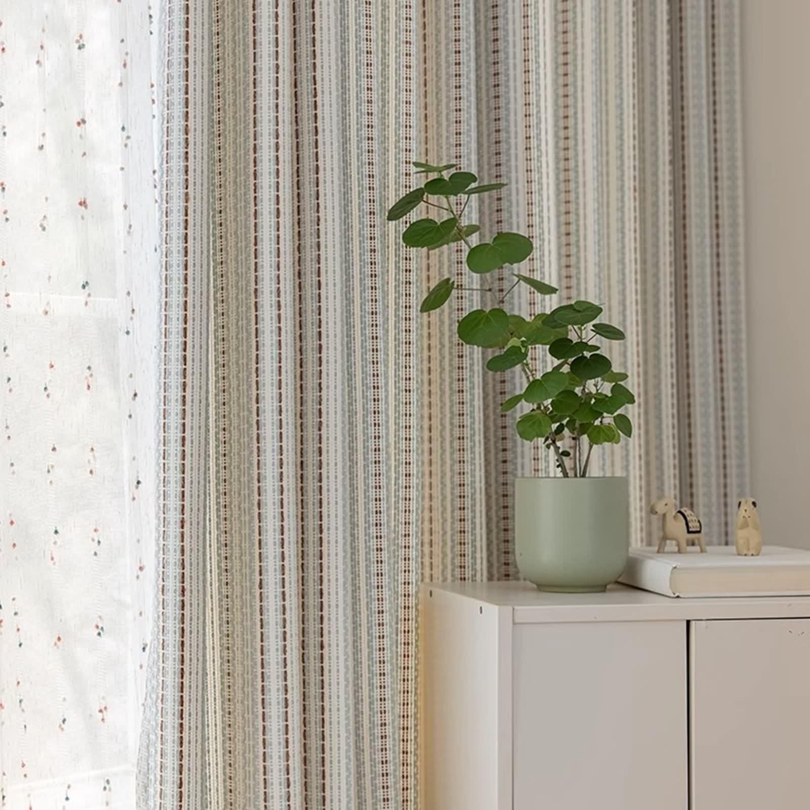 Rideaux Fenetre Bleu Clair, Rideaux Fenetre Chambre Lot de 2 Polyester Motif Géométrique LxH 132x183cm