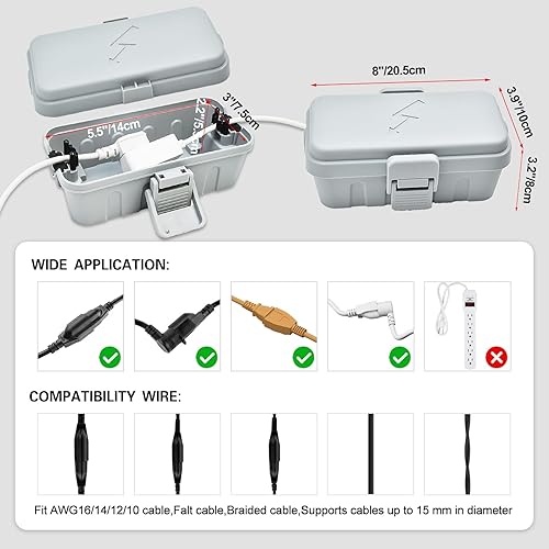 Miniatura 2 de Hrensaw Caja de conexión eléctrica pequeña resistente a la intemperie (interior de 5.5 x 3 x 2.2 pulgadas), caja eléctrica para exteriores,