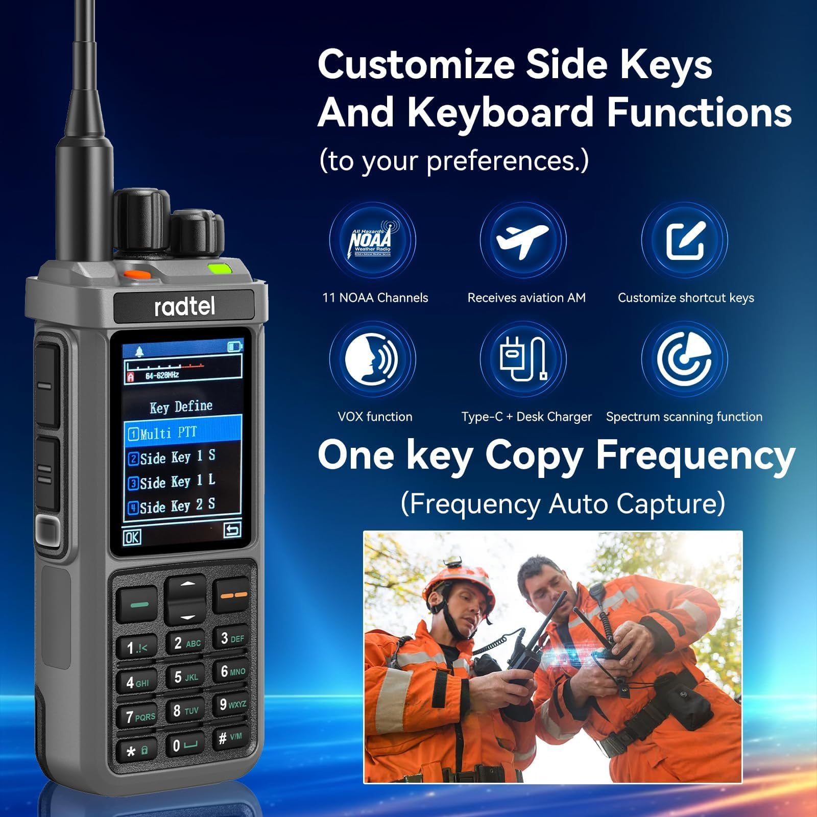 Radtel RT-880G GPS APRS 10w radioamatore walkie talkie radio CB portatile 1024 canali HF SSB Rx con ripetitore cross-band, display a colori da 2,4 pollici con cavo di programmazione Antenna SW/MW