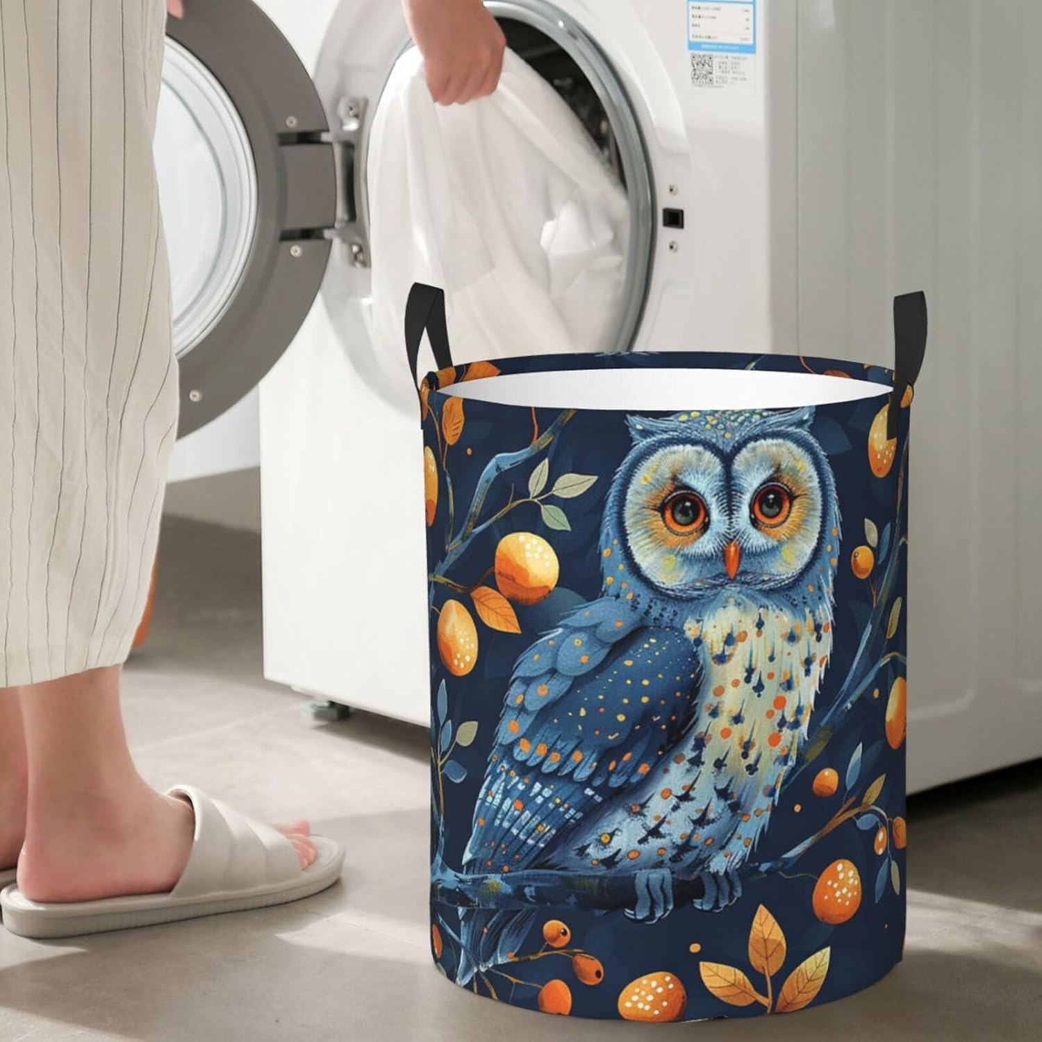 Laundry Basket Personalized Dirty Clothes Hamper with Handles Anime Owl Laundry Hamper Foldable Storage Basket Bedroom Decor Storage Bin for Bathroom Living Room Dorm Medium image 5