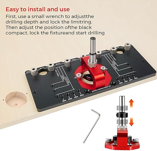 Miniatura 4 de Twotrees - Plantilla de bisagra oculta de 1.378 in, plantilla de bisagra de gabinete de aleación de aluminio, plantilla de hardware de gabinete