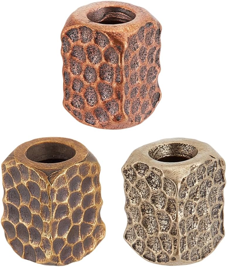 OLYCRAFT 3Pcs 3 Colors Brass Lanyard Bead 5mm Hole Brass Paracord Bead Cuboid Tube Beads Loose Spacer Beads DIY Jewelry Charms Accessories for Bracelet Necklace Jewelry Keychain Making