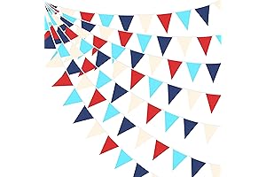 Enchanting 32Ft Nautical Pennant Banner of Red White and Blue
