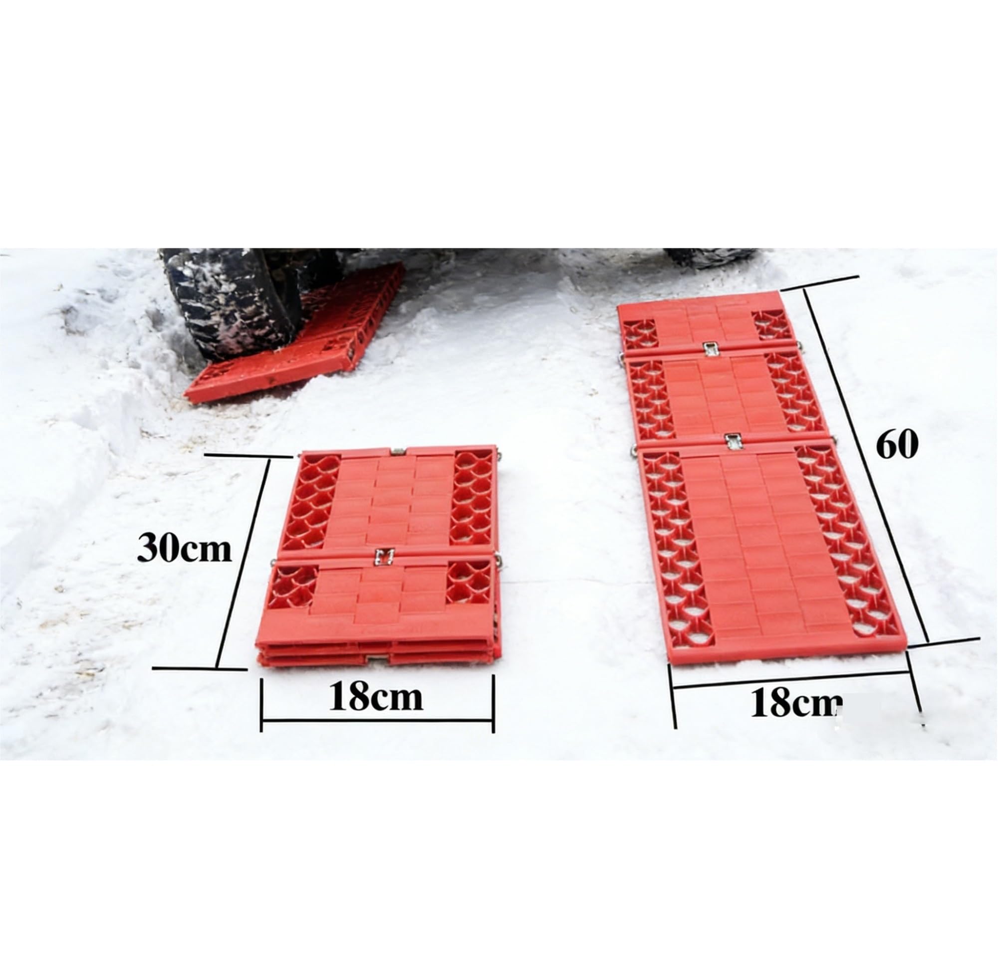 Tavole di Trazione per Il Recupero 1Pc off Road Recupero Trazione Schede 4x4 Veicolo Fuga Pista Scaletta Sabbia Fango Neve Auto Zerbino Salvataggio for Fuoristrada(RED-60X18CM)