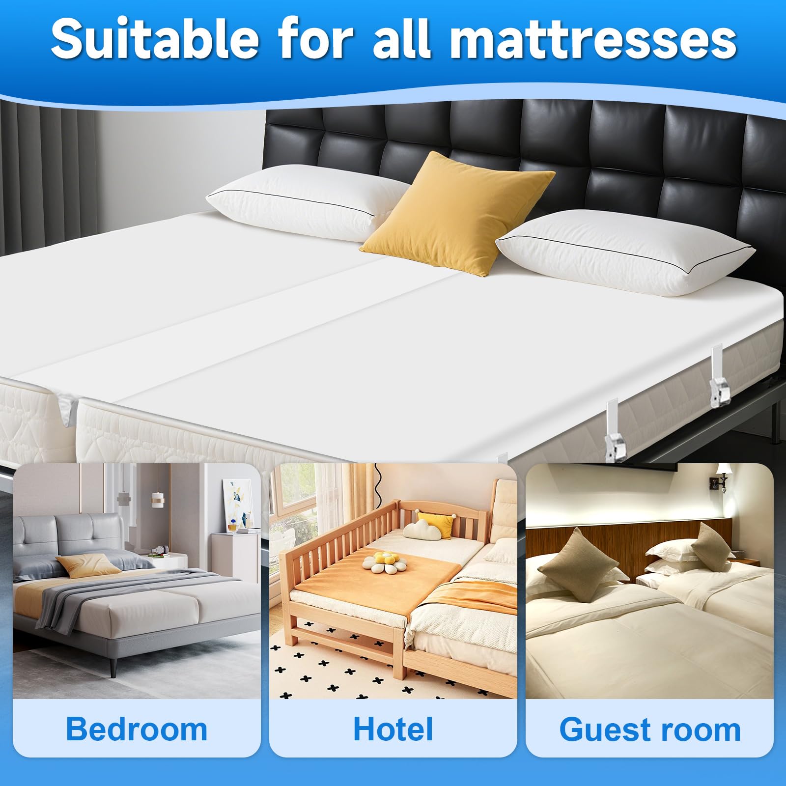 Liebesbrücken Ritzenfüller für Matratzen 200x190cm, Matratzenkeil Lückenfüller Bett mit Matratzenschoner, Matratzenbrücke Bettritzenfüller mit Spanngurt, Matratzenhalter für Matratzen Paare & Familien