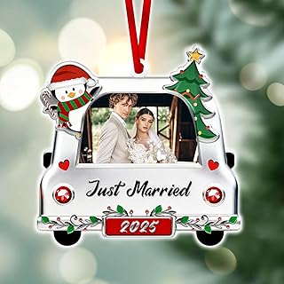 First Christmas Married Ornament 2025, Just Married Ornaments, Wedding Ornament - Gifts for Newlyweds, Wedding Gifts for Couples, Bridal Shower Gift