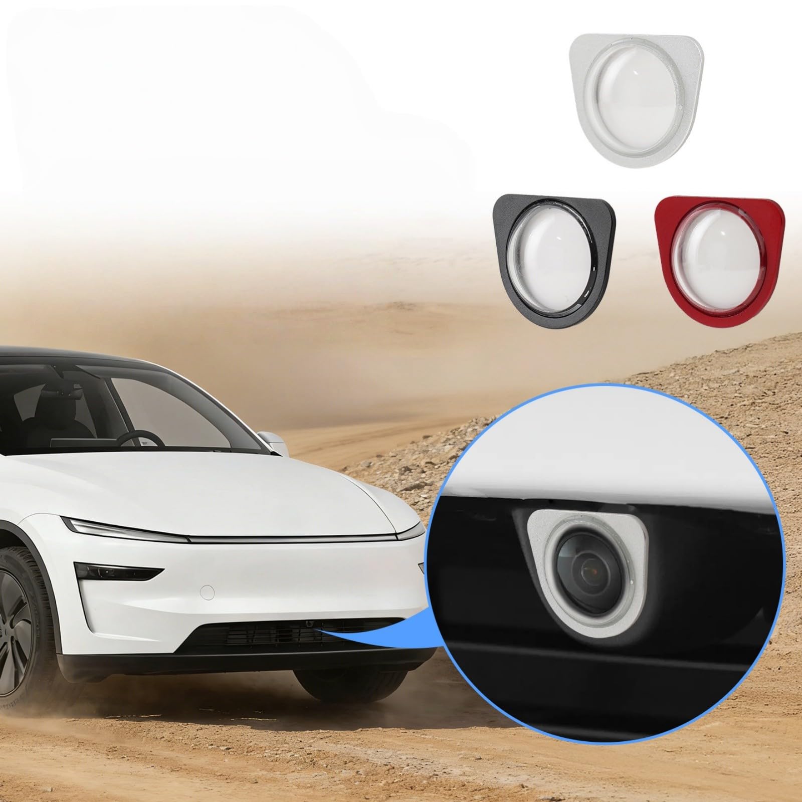 Protège-caméra avant en verre trempé compatible avec Tesla Model 3, Model Y, Model YL 2025-2026 – résistant aux rayures et aux chocs, protection complète de la lentille (noir)