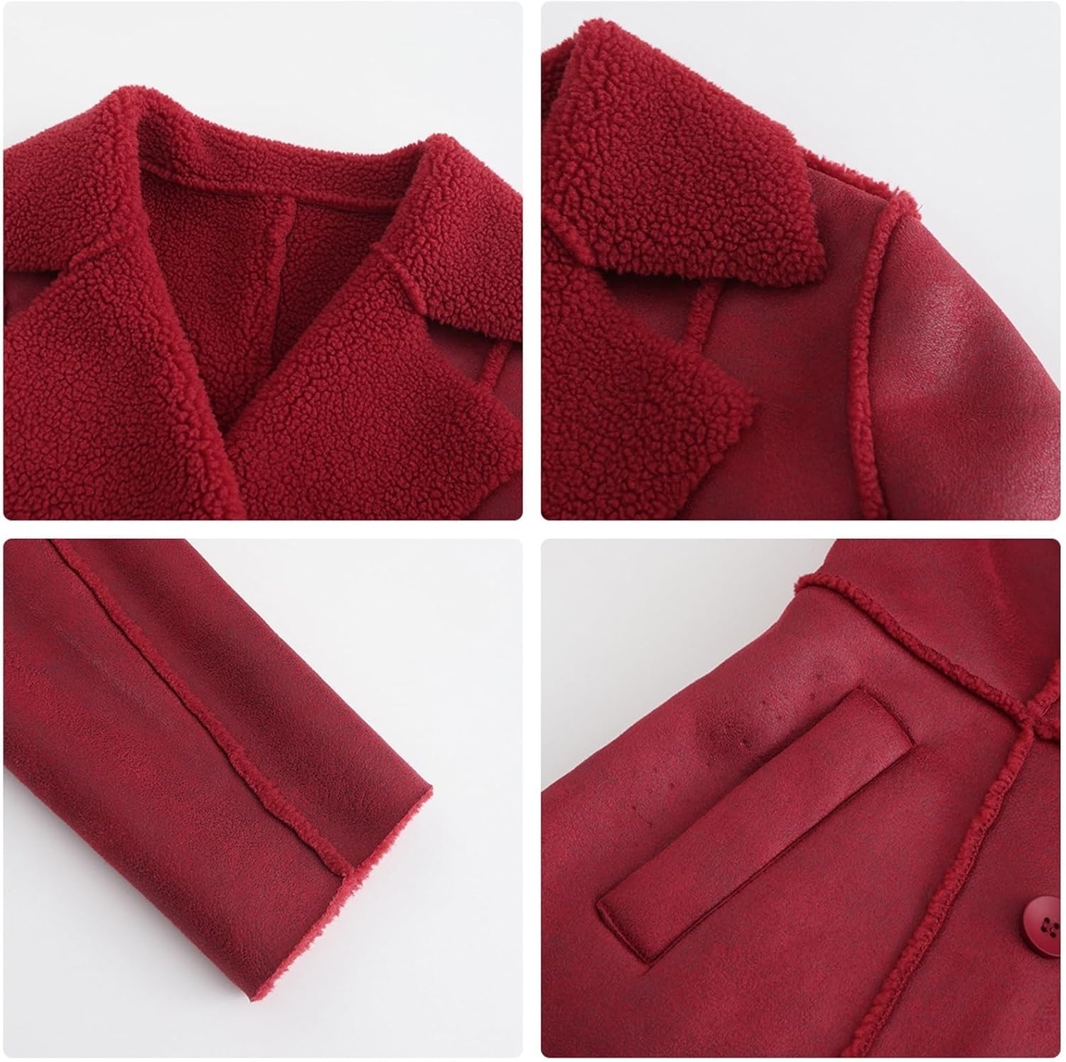 Women's Faux Shearing Moto Jacket Thick Fleece Lined Winter Coat Lapel Sherpa Motorcycle Biker Leather Jacket