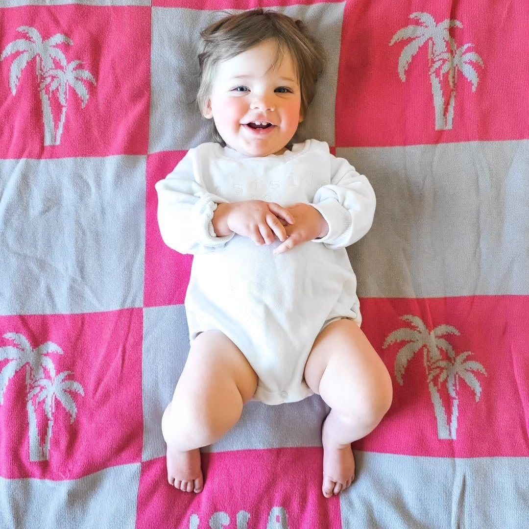 Personalized Signature Icon Blanket – 100% Organic Cotton Customized Baby Blanket, Custom Name, Crib 36×60, Gift for Baby Shower, Birthday Present, Girls and Boys, Toddlers Kids – Made in America