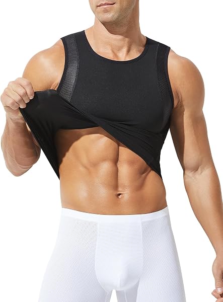 Canotta Compressione Uomo Canotte Palestra Canottiere Uomo Contenitive Maglietta Dimagrante Snellente Maglia Shapewear, S~XXL - 2