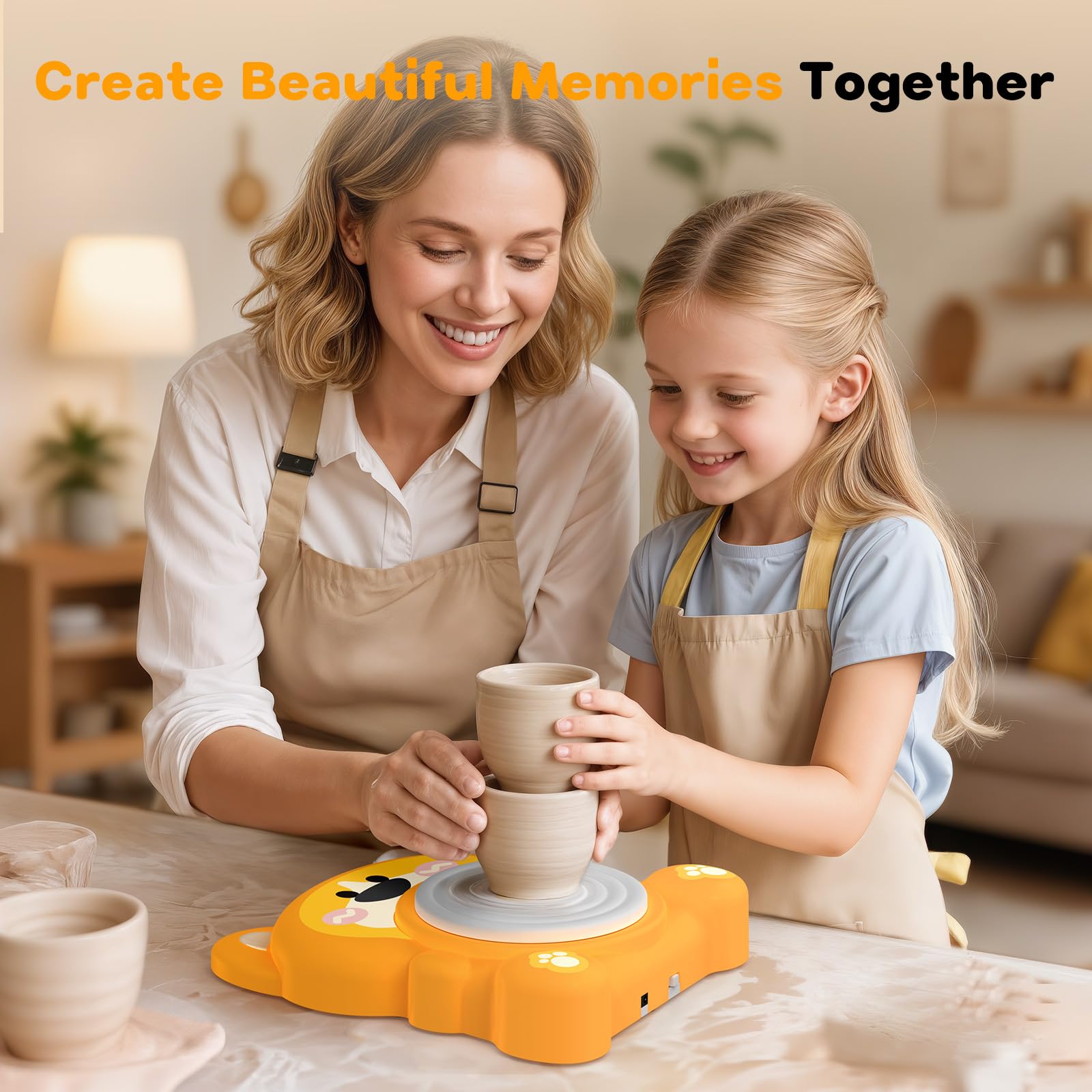 Alldeer Pottery Wheel for Kids 8-12, Complete Art & Craft Set with 3 Pack Air Dry Clays, Paints - DIY Ceramic Maker Mini for Beginners Creative Fun, Toys for 6-12 Years Old Girls Boy Birthday Gift