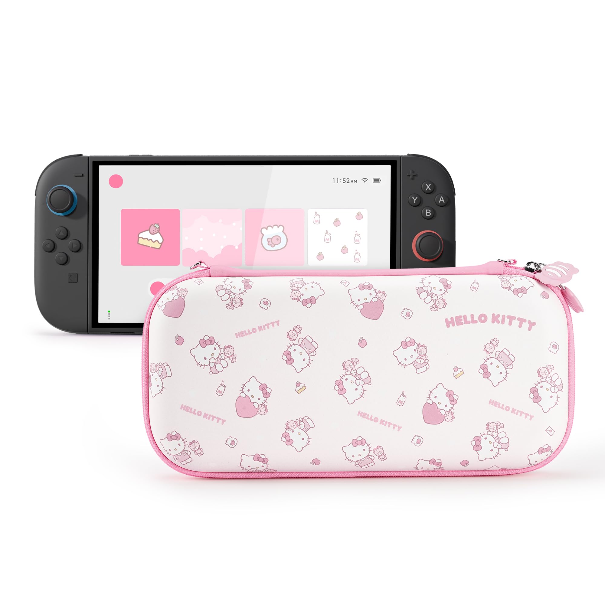 Kuitmor Étui de Transport Compatible avec Switch 2 (2025) 7,9 Pouces, Coque Rigide Mince pour Voyage avec 12 Emplacements de Cartes de Jeu pour Console Switch 2 et Accessoires, Candy Party - HLK - 2