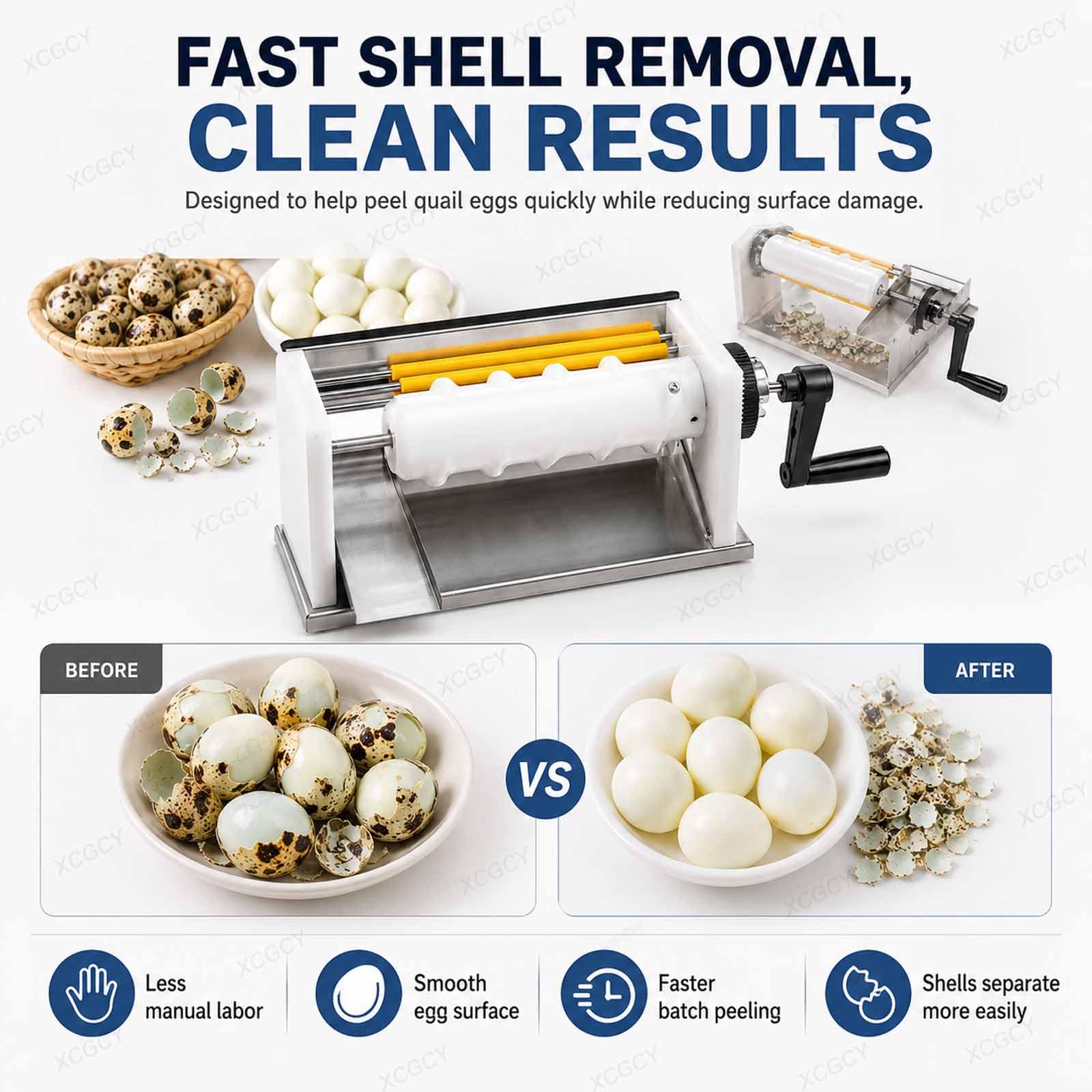 Máquina Manual para Pelar Huevos De Codorniz, Máquina Peladora De Huevos De Codorniz De Acero Inoxidable con Manguera, 50 Kg/h, Descascaradora De Mesa para Codorniz, Snacks Y Preparación