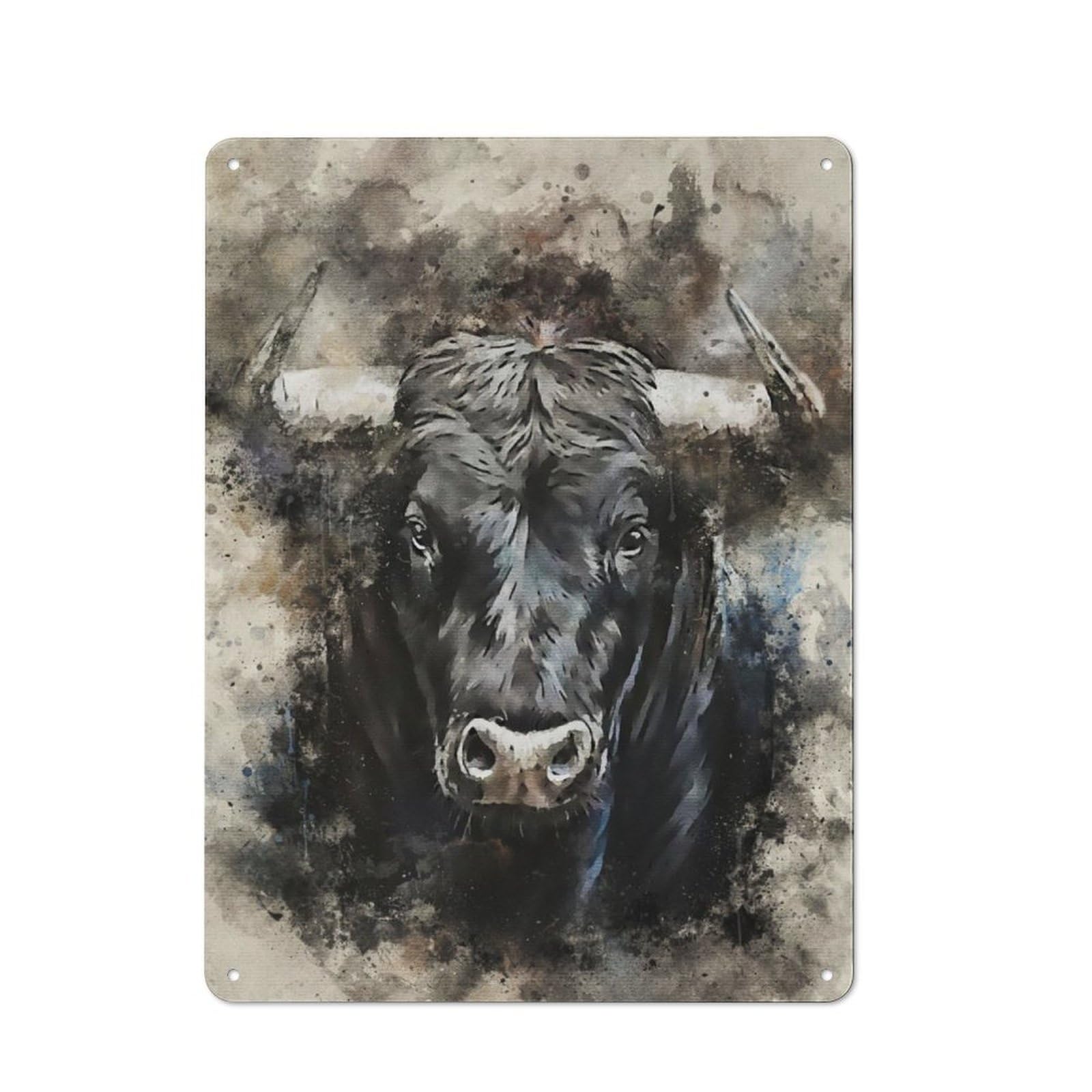 Junmoney Bull Retro Metal Wall Sign 40X30cm With For Bar Or Restaurant, Gift Idea For A New Home And Metal Sign Collection