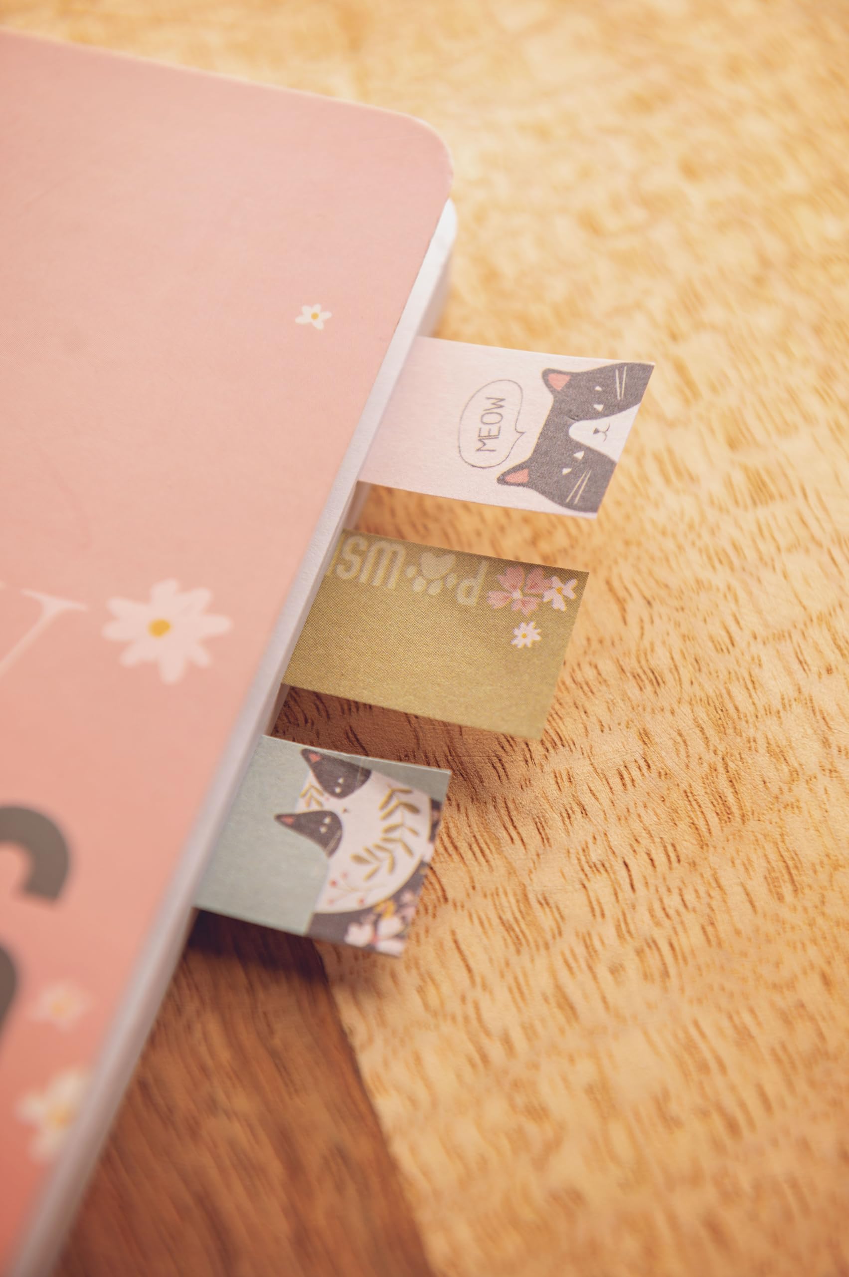 Karma, 100 selbstklebende Papier-Tabs, niedliche Seitenmarkierer, Haftindex-Tabs, bunte Anmerkungen, Klebe-Tabs, Katze