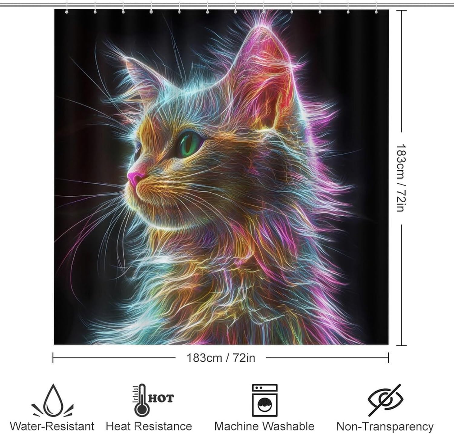 Thunder Cat Colorful Spirit God Bathroom Sets with Shower Curtain and Rugs 4 Piece with U-Shaped Floor Mat Toilet Lid Cover