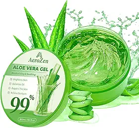 Aero Zen Gel de Aloe Vera 99% puro e orgânico – 1 pacote (286 g) | Hidratação premium para uso diário e cuidados pós-sol | Fórmula leve, não oleosa e sem álcool para rosto, corpo e cabelo | Vegano
