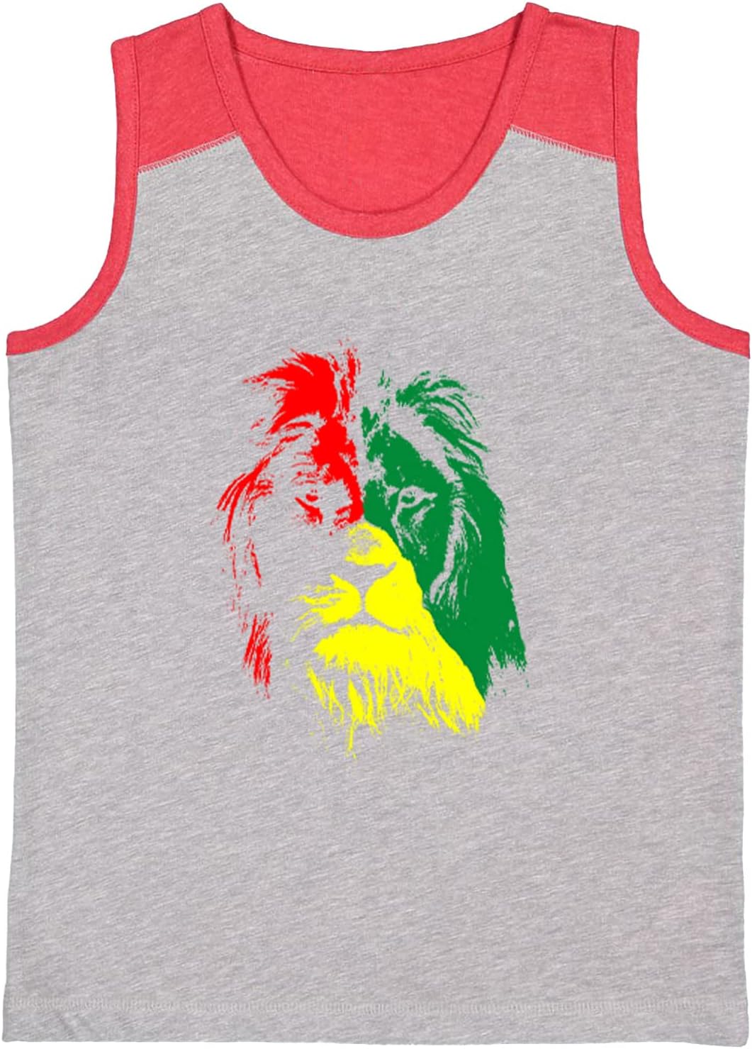 Rasta Lion Head - Rastafarian Youth Contrast Back Tank Top
