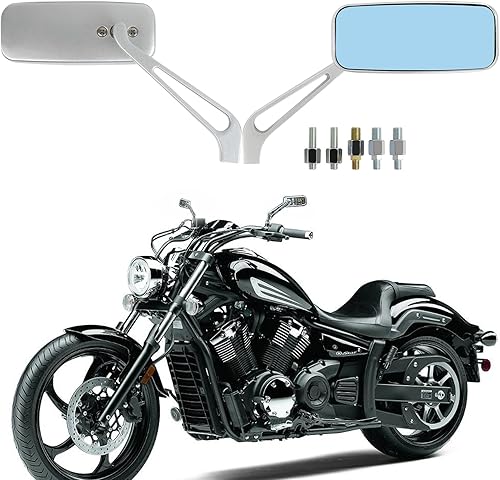 Miniatura 8 de 0.315 in0.394 in Negro Rectángulo Motocicleta Retrovisor Lateral Espejos para Cruiser Chopper Honda Kawasaki Suzuki Yamaha (Plata)