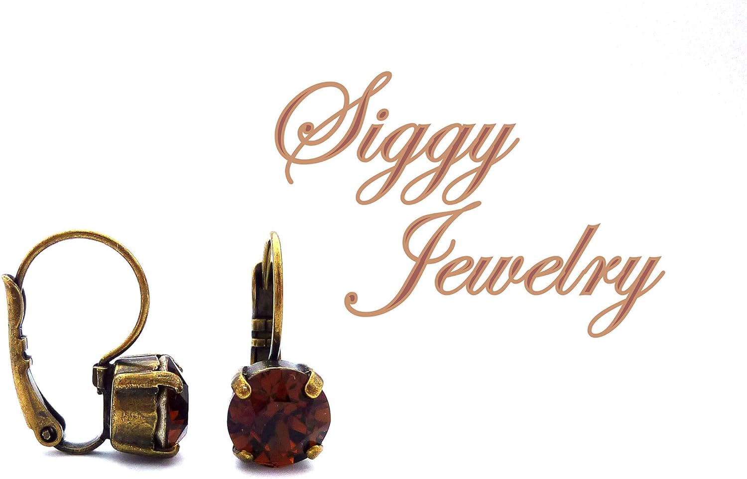 Smoked Topaz Earrings made with Genuine Austrian Crystals, Warm Rich Natural Brown, Fall Brown With Hints of Gold, 8mm Studs or Drops, Assorted Finishes