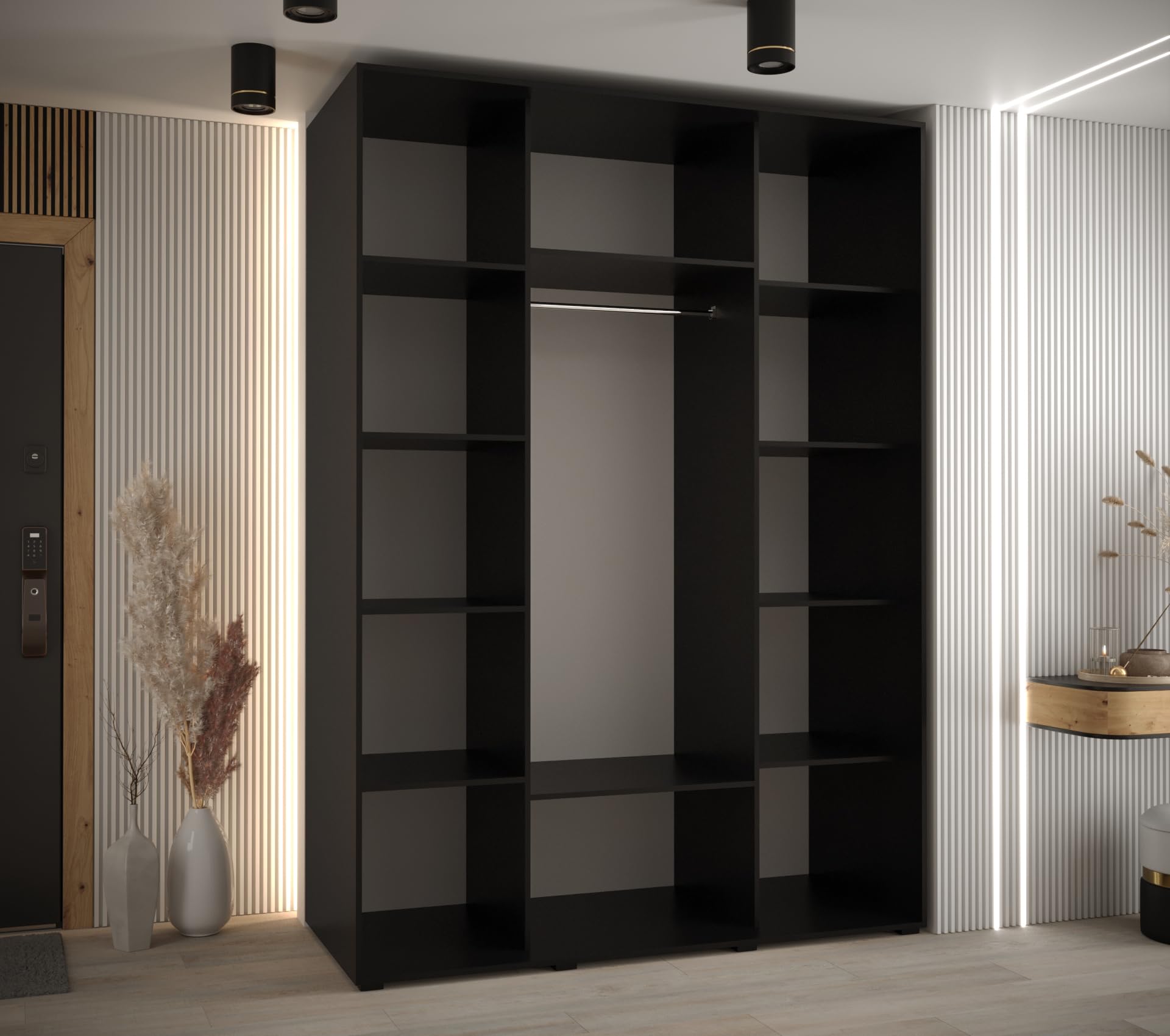 MEBLE KRYSPOL Davos 10 170 Schrank mit DREI Schiebetüren für Schlafzimmer - Moderner Aufbewahrungsschrank mit Kleiderstange und Regalen - 235,2x170x60 cm