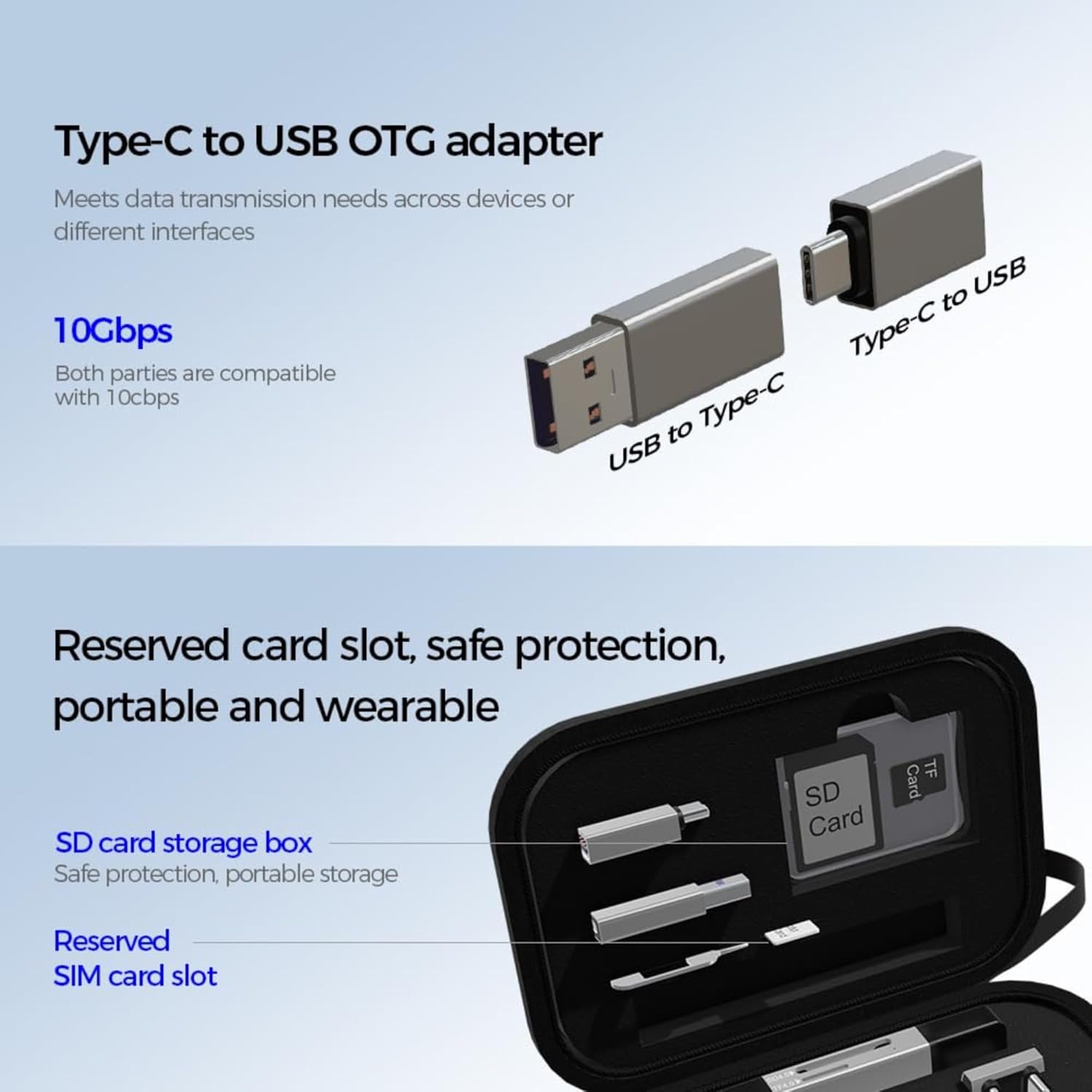 10-in-1 Adapter Kit - Multi Charging Cable Converter - USB C to USB OTG - SIM Card Pin Ejector Tool | L-Shape Adapters - Waterproof Oxford Case - Storage Box - Universal Device Compatibility