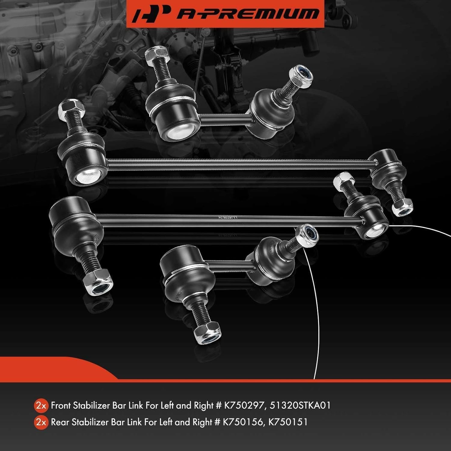 A-Premium 4Pcs Front and Rear Sway Bar End Links Kit Stabilizer Bar Links, Compatible with Honda CR-V CRV 2007-2016