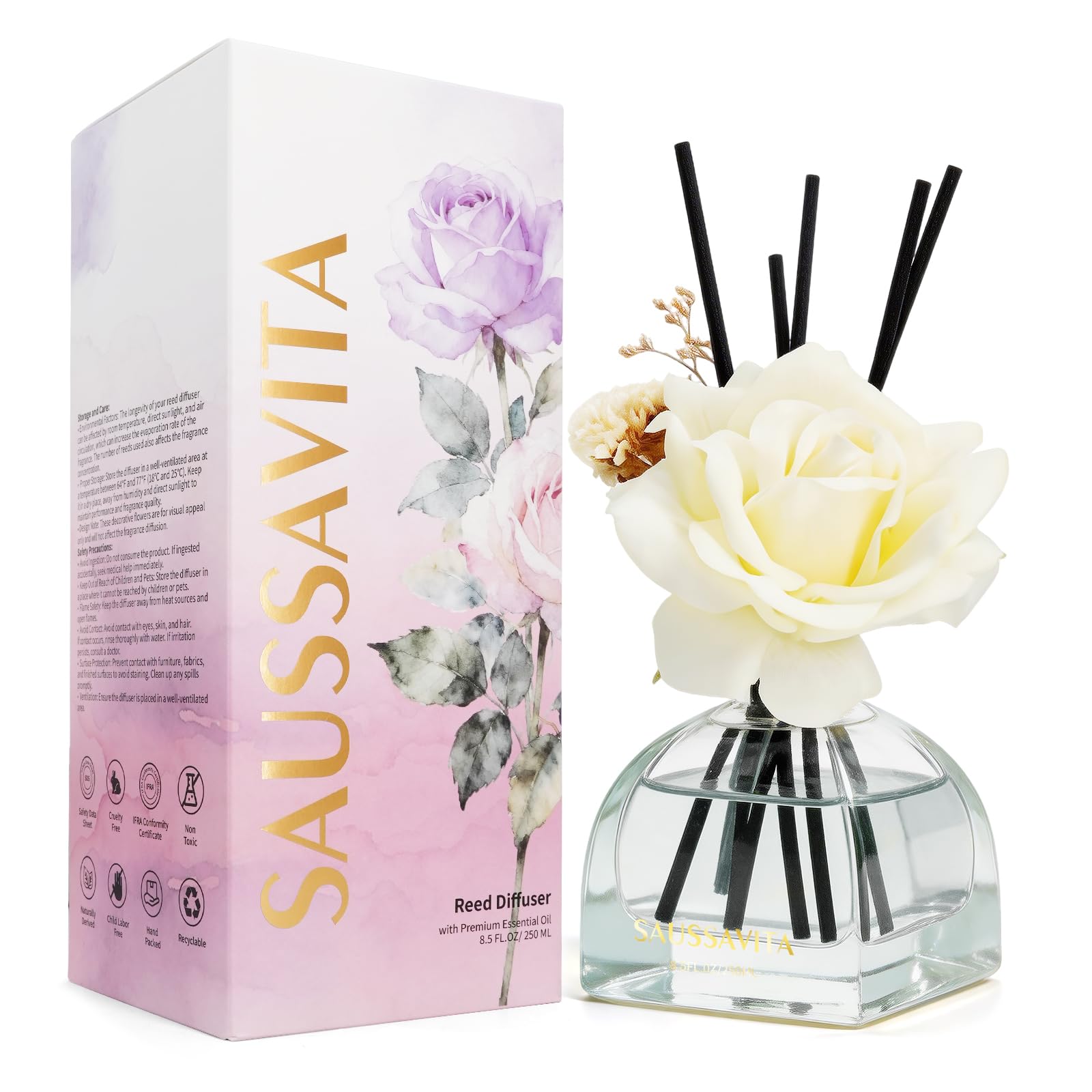 Difusor de perfume para dormitorio y baño de flores blancas