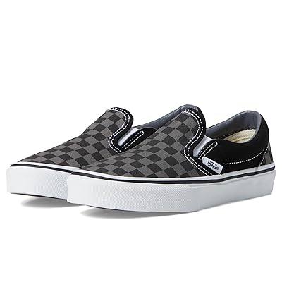 Vans Kids Classic Slip On (Little Kid/Big Kid) Kids Shoes (Checkerboard) Black/Pewter