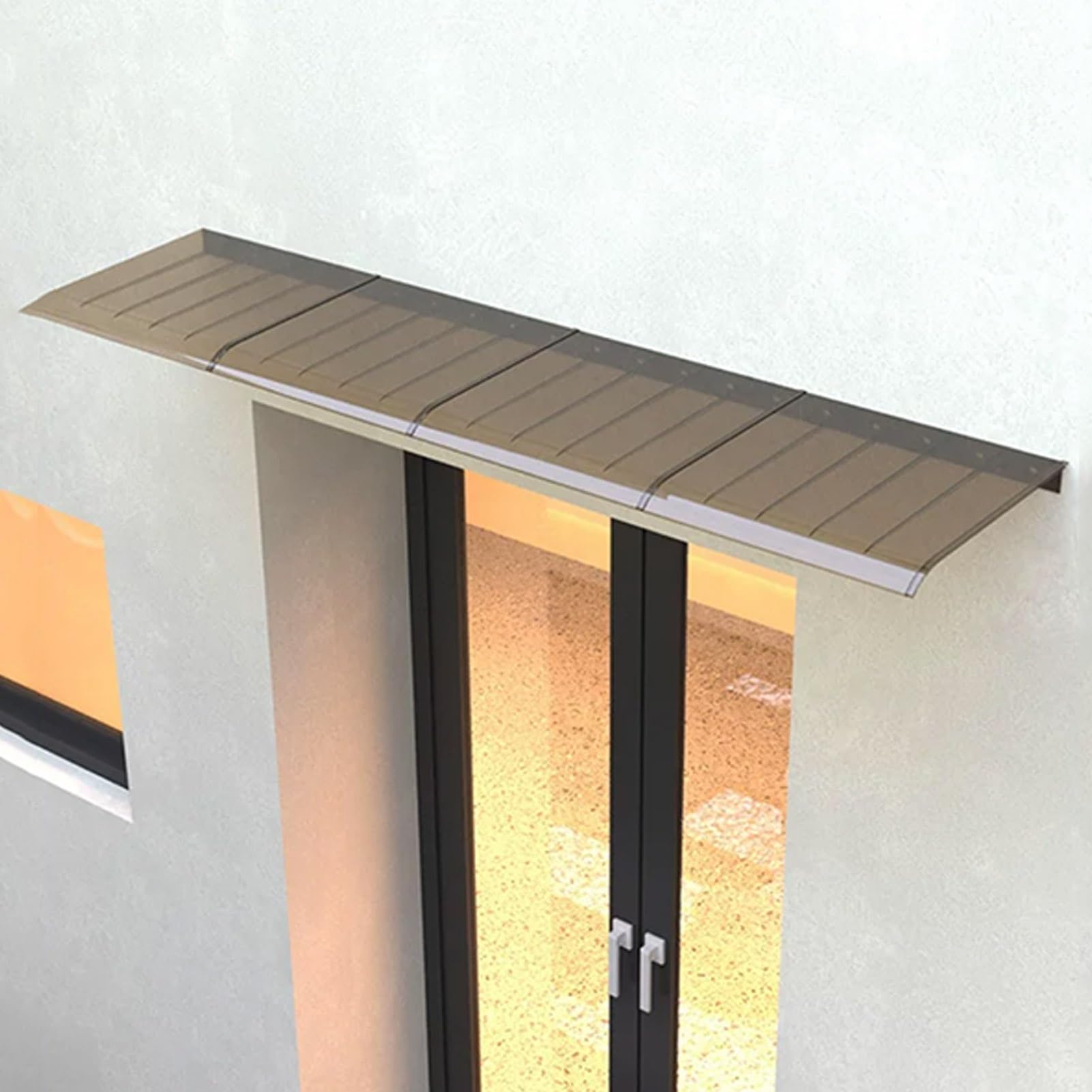 Exterior Marquesina, Marquesina Toldo, Tejadillo Proteccion Lluvia, Policarbonato Placas Transparente, Protección Marquesina, Toldo Fácil De Instalar, Empalme Gratuito(Brown,55x200cm (21.6x7
