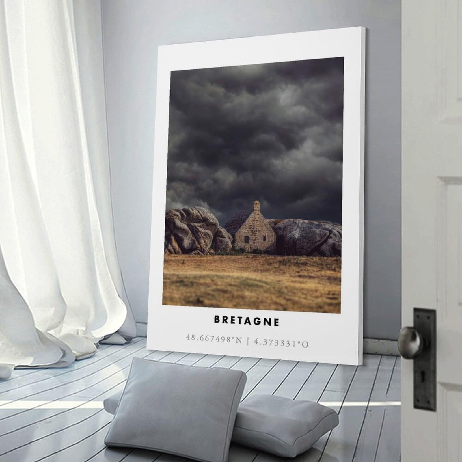 Junmoney Stone House in Brittany Canvas Wall Decor 20x30inch(50x75cm), for Lounge, Bedroom Or Personal Spaces, A Wall Art Gift for Fresh Interiors