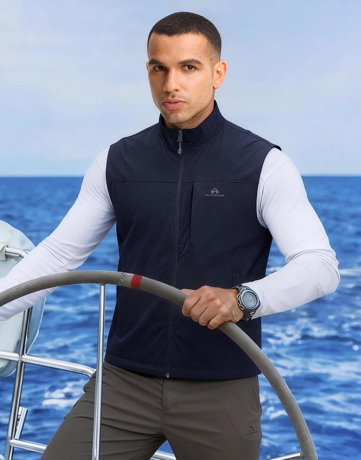 Pioneer Camp Men's Lightweight Quick-Dry Vest Sleeveless Outdoor Jacket with Multi Pockets for Running Hiking Fishing