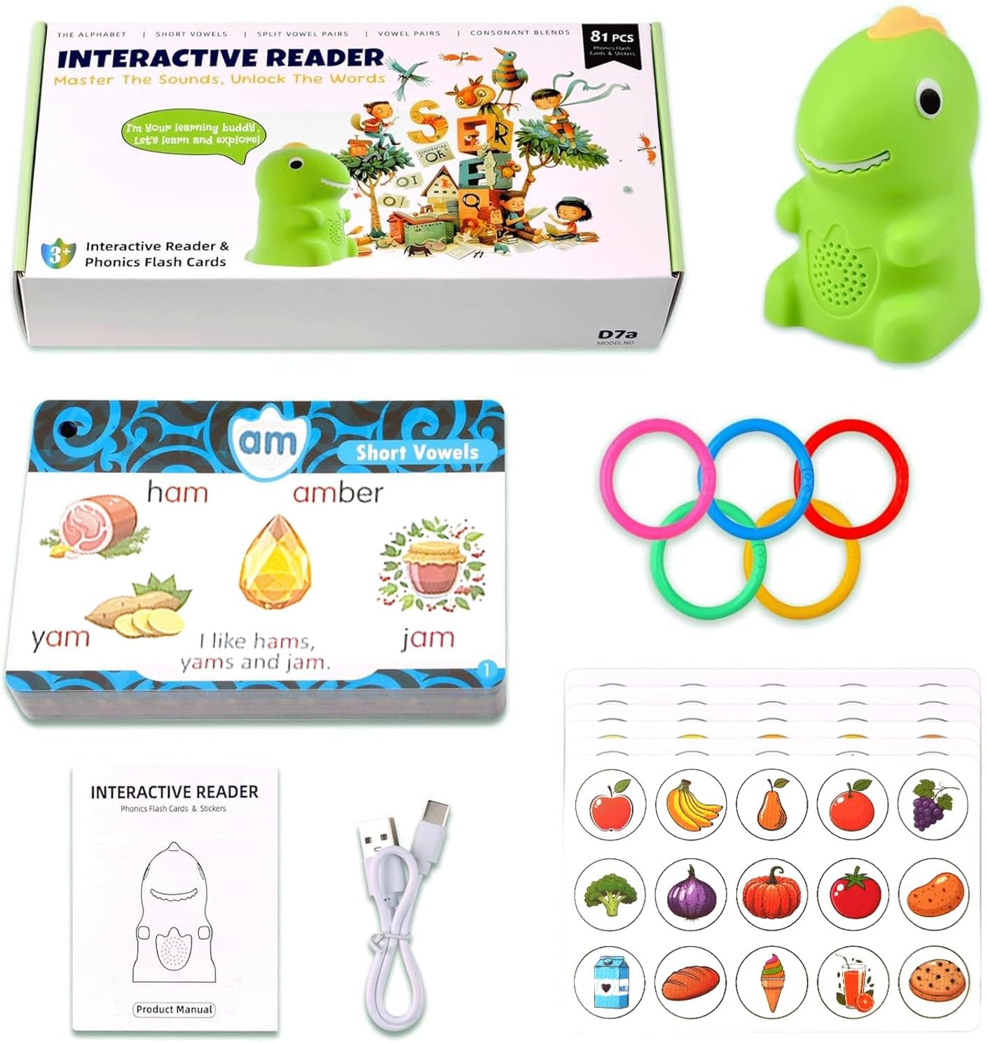 Generic Kids Reading Learning Machine English Interactive Reader with Adjustable Voice for Children's Early Development