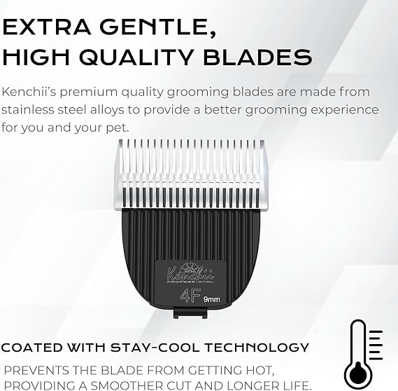 Kenchii Flash Clipper Blade (4F,9mm) Only Compatible with Flash Clipper,Black & White