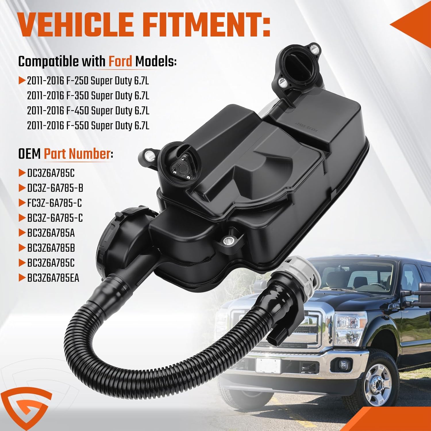 Oil Separator Assembly Compatible with Ford F250 F350 F450 F550 Super Duty 2011-2016, 6.7L Powerstroke Diesel PCV CCV Replaces# DC3Z6A785C