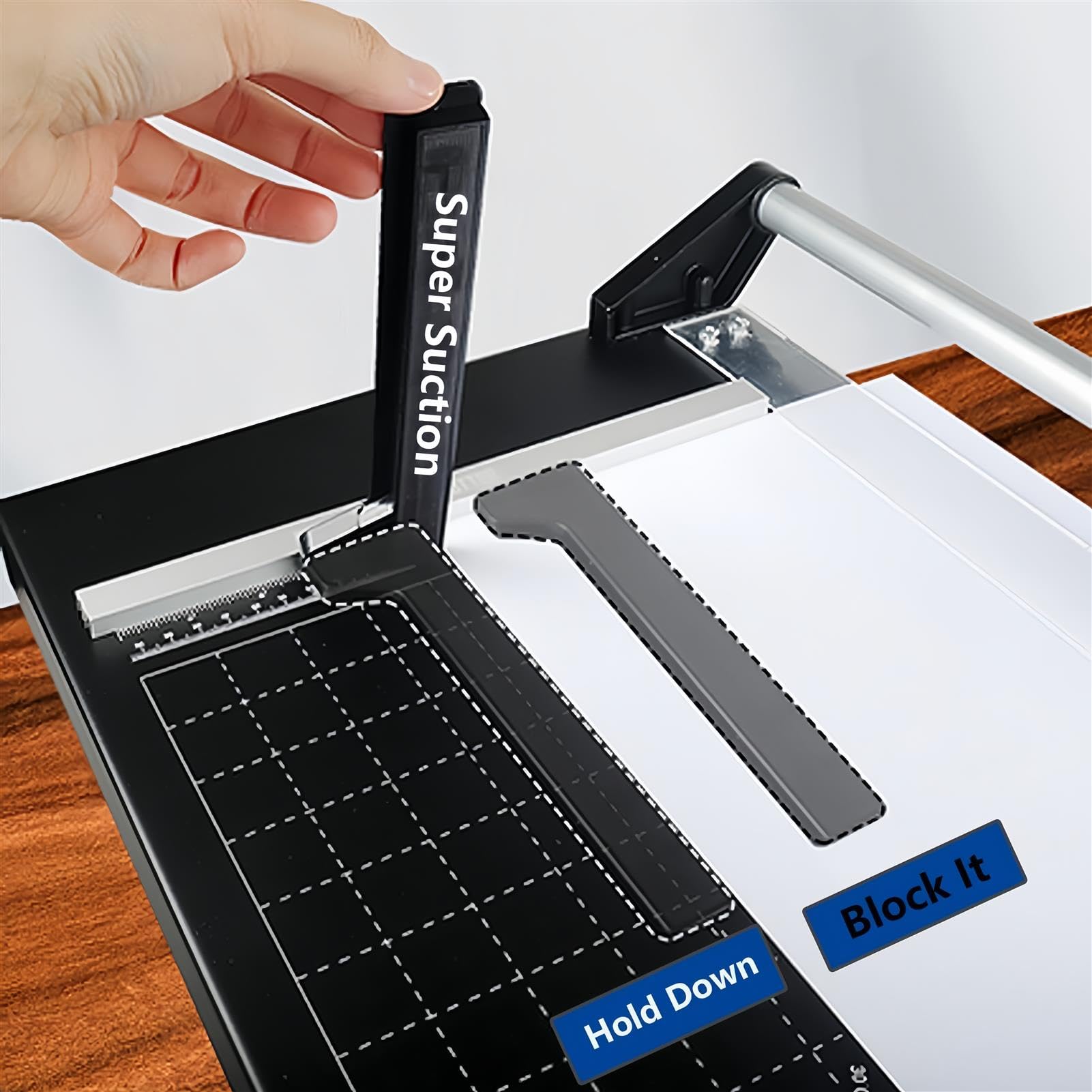 Taglierina per carta, tagliacarte da ufficio con righello e lame di ricambio, tagliacarte dritto resistente per foto e cartoncini