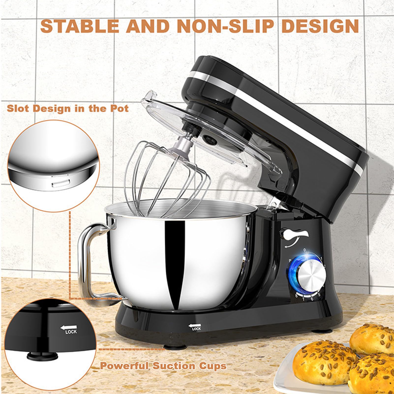 Mikser StojąCy Kitchen Aid, MałY Elektryczny Mikser Do żYwnośCi Z Misą 5qt, Wielofunkcyjny Mikser Do Pieczenia, Miksery Do Ciasta Z GłOwicą Przechylaną Dla WięKszośCi Domowych Kucharzy,Black