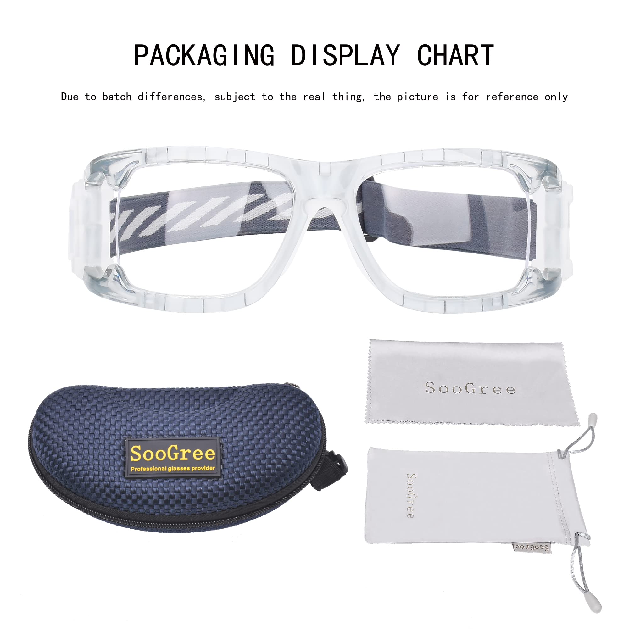 SooGree Sportbrille, Basketball, Fußball, Racketball-Brille für Herren und Damen, austauschbarer Sicherheitsschutz