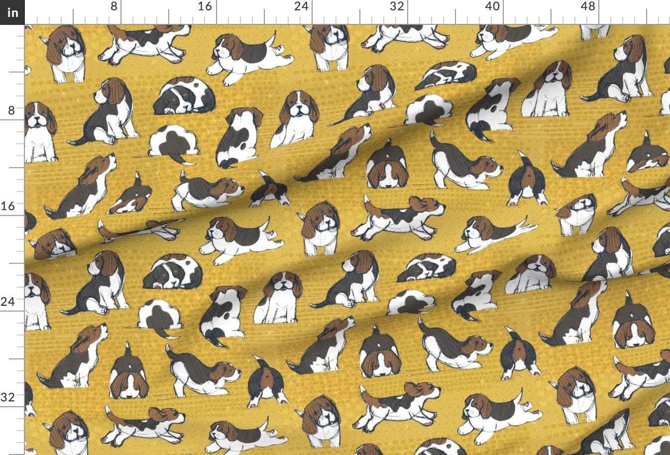 Spoonflower Fabric - Beagle Puppies Dogs Puppy Animal Cute Pet Mustard Brown Navy Yellow Printed on Minky Fabric by The Yard - Sewing Baby Blankets Quilt Backing Plush