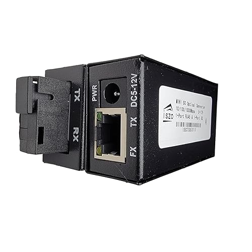 iszo Transceptor Mini Gigabit, convertidor de medios, transceptor óptico AB, SC 1.25G, RJ45 101001000Mbps, 12.4 mi, tamaño pequeño, fibra a