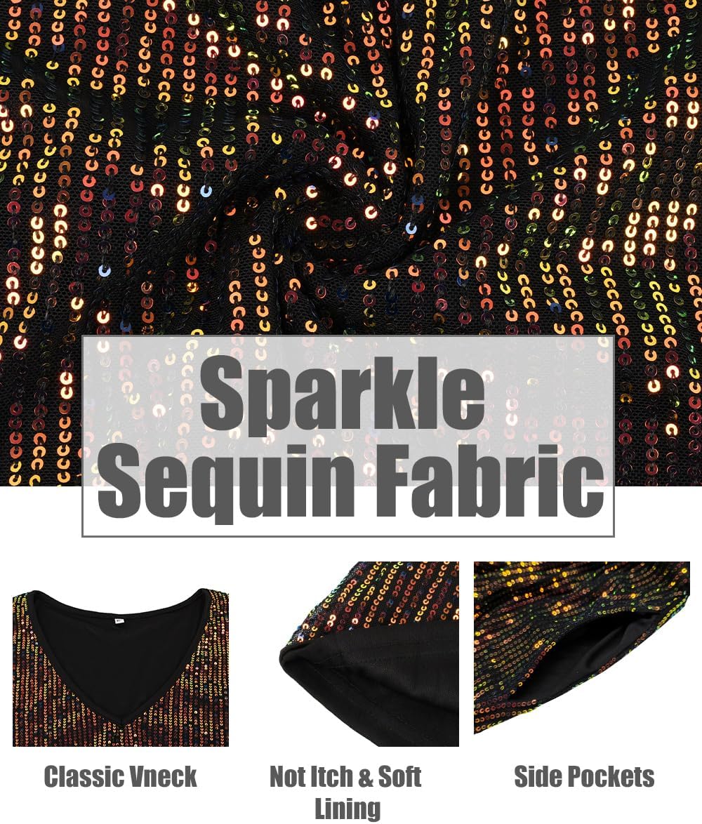 CARCOS Plus Size Sequin Dresses for Women V Neck Long Sleeve Party Dress Sparkle Club Dresses Evening Wedding Dresses XL-5XL - Image 5