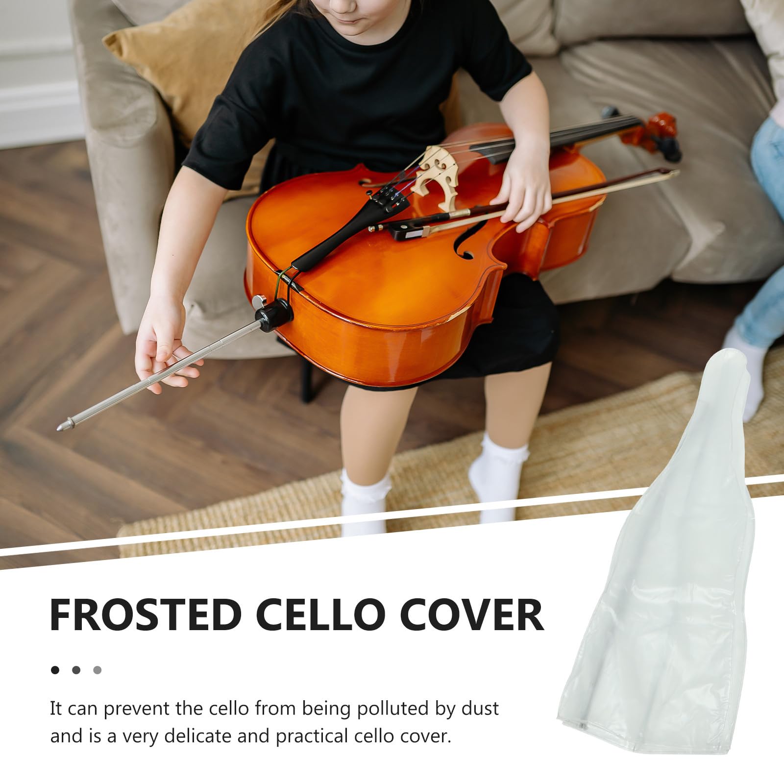IMIKEYA Mattierte Transparente Cellohülle aus Frosted Pvc zum Schutz Des Cellos Leicht zu Reinigen Kreative und Dekorative Musikinstrumenten Cover für Haushalt