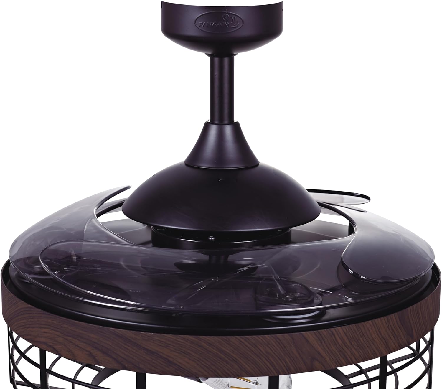 FANAWAY Montclair 48-inch AC Ceiling Fan with Light, 48 Inch, Black (Koa Trim) with Smoke Blades